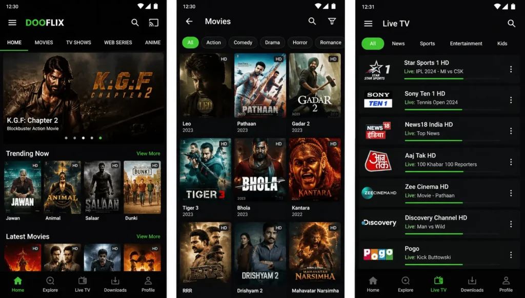 Dooflix APP Interface