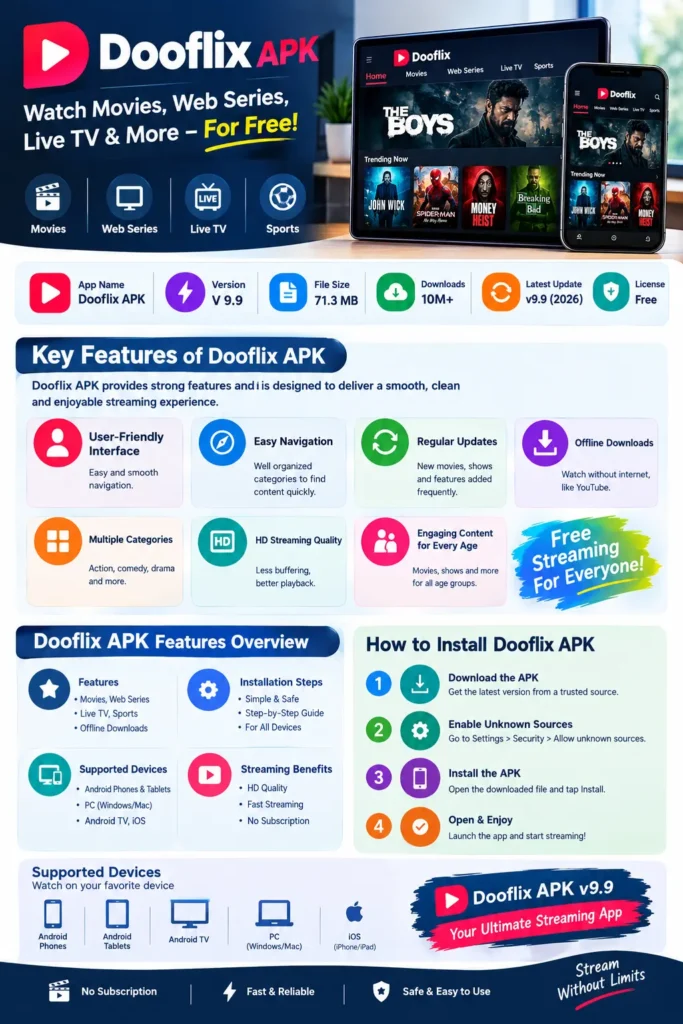Dooflix APK features, specifications, supported devices and installation guide