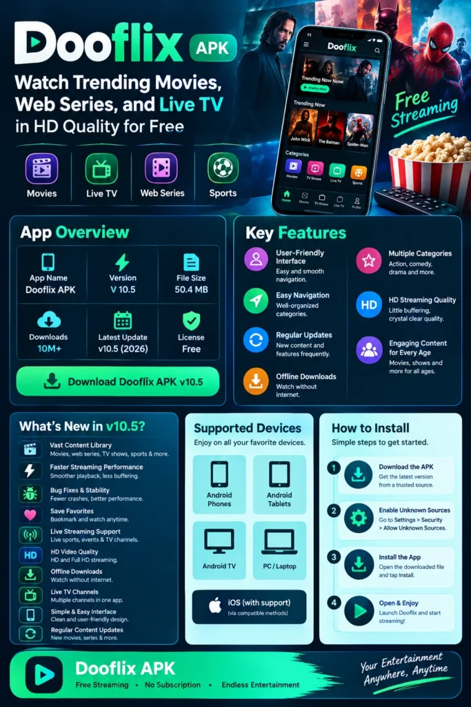 Dooflix APK v10.5 features, supported devices and installation guide